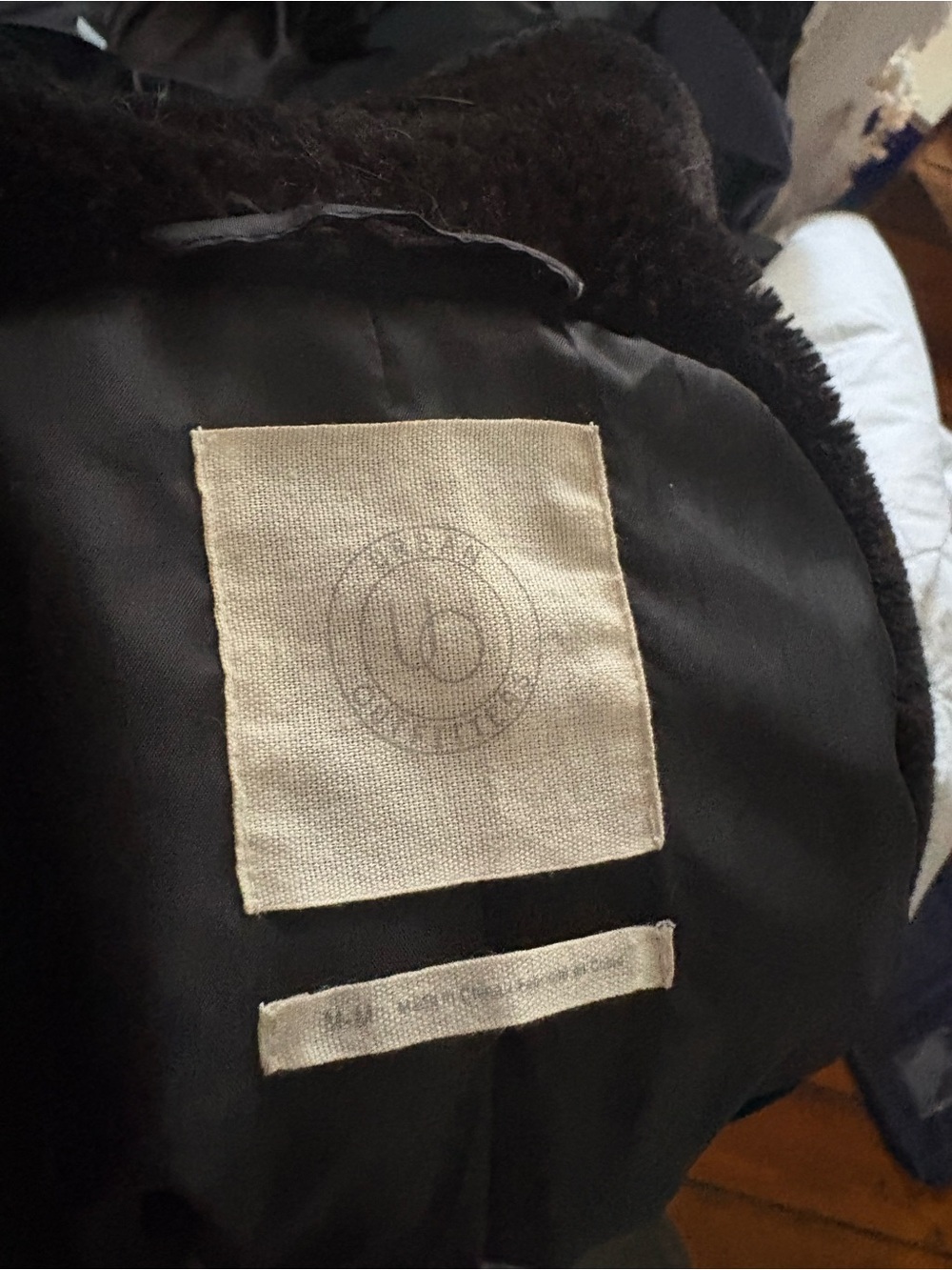 Urban Outfitters Black Pea Coat with Cream Label